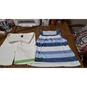 SUMMER Set. NWOT Shirt M White Bermuda Shorts Size 8